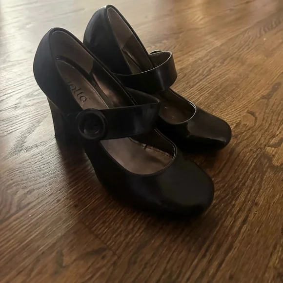 vintage shiny black mary jane heels coquette shoe - Picture 2 of 4